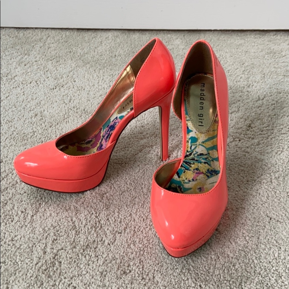 Bright pink platform heels | Madden Girl